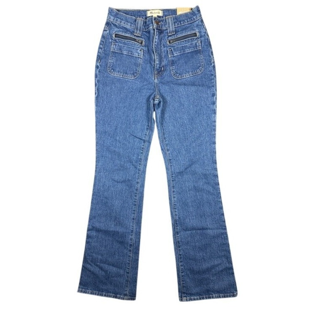 Madewell The Perfect Vintage Flare Jean NJ208 Blue High Rise Front Zip Pocket 27